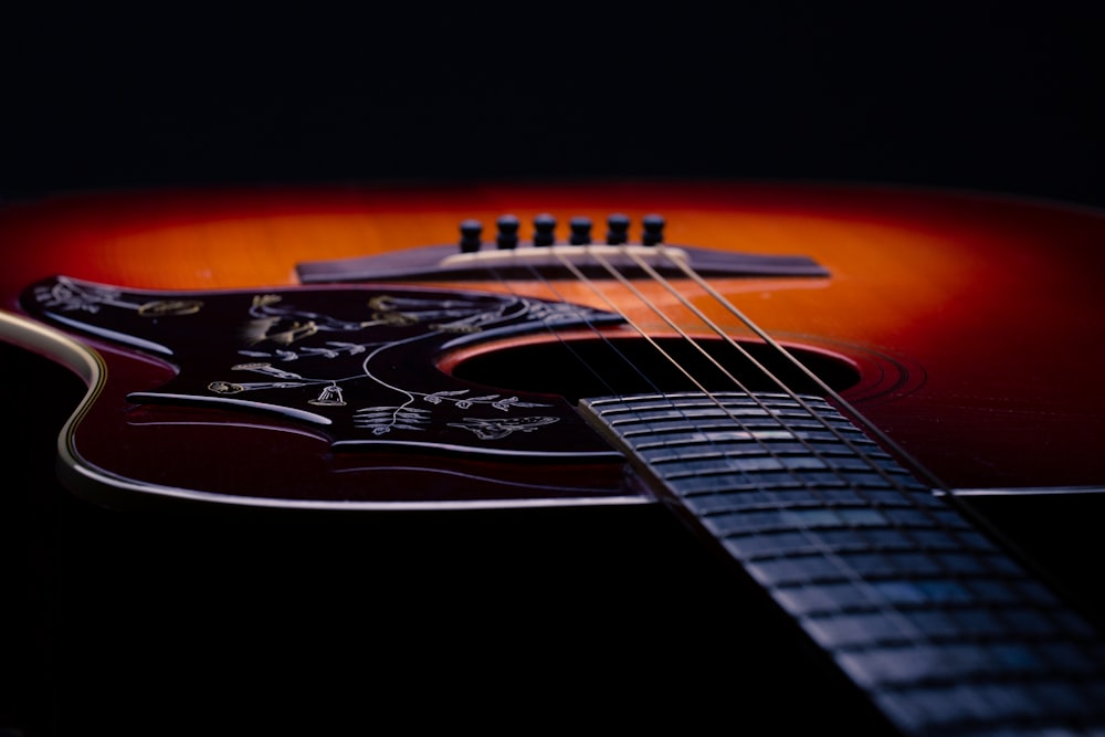 close-up photography of guitar