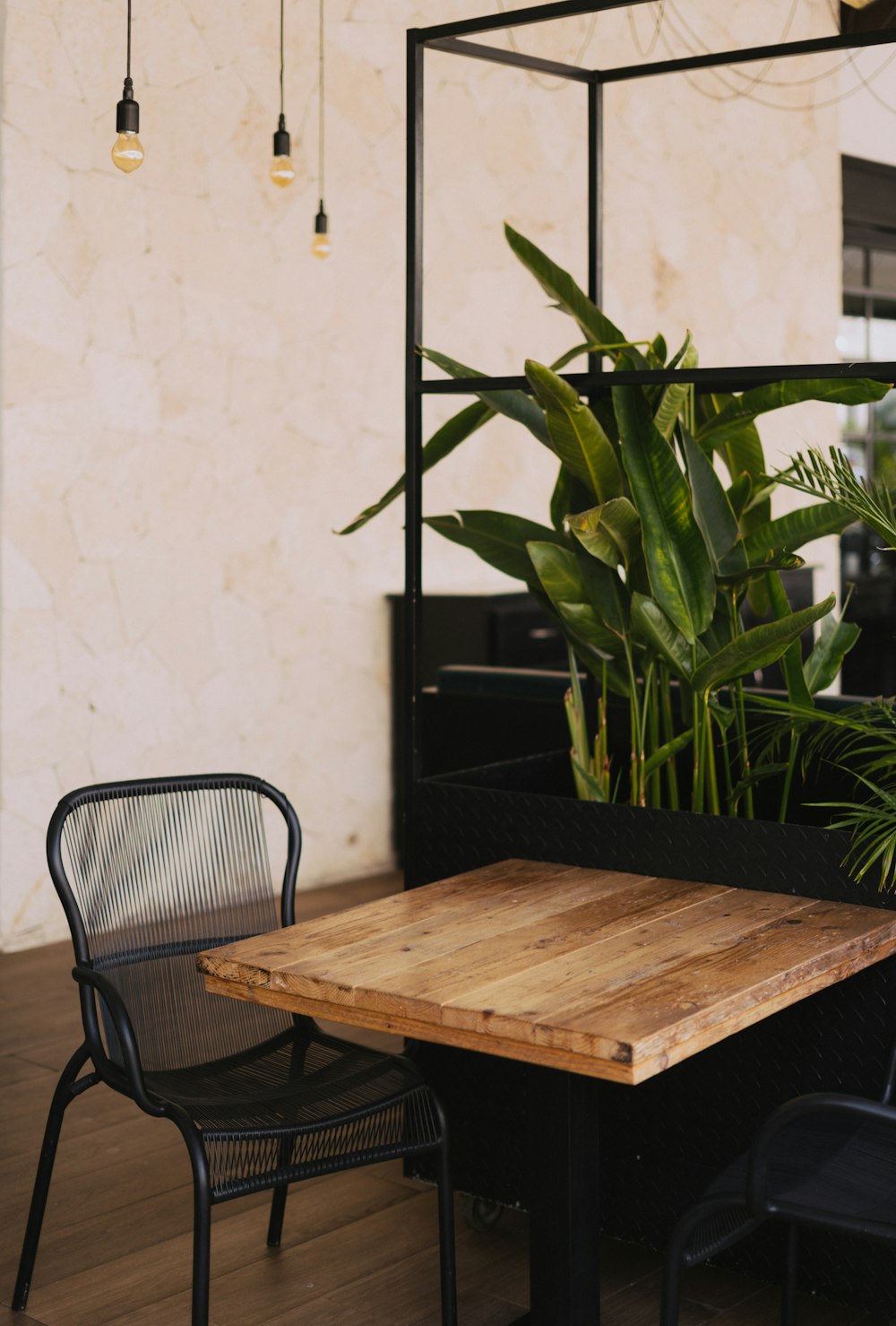 brown wooden empty table