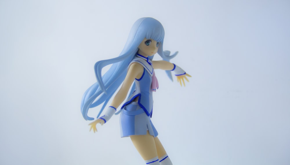female anime character with blue dress and hair illustration photo – Free  Figurine Image on Unsplash