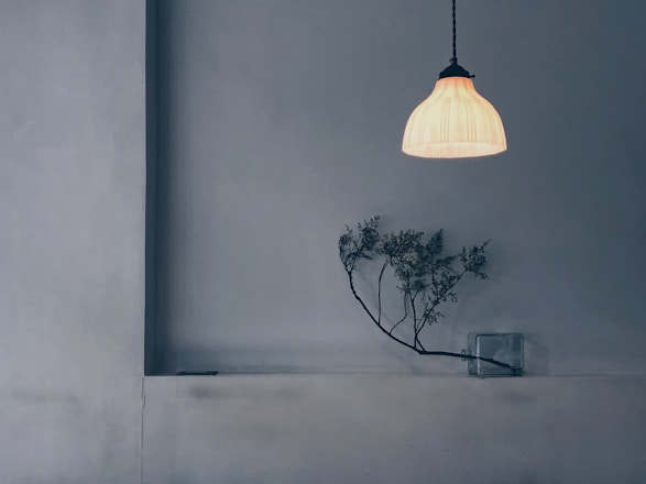 turned-on pendant lamp