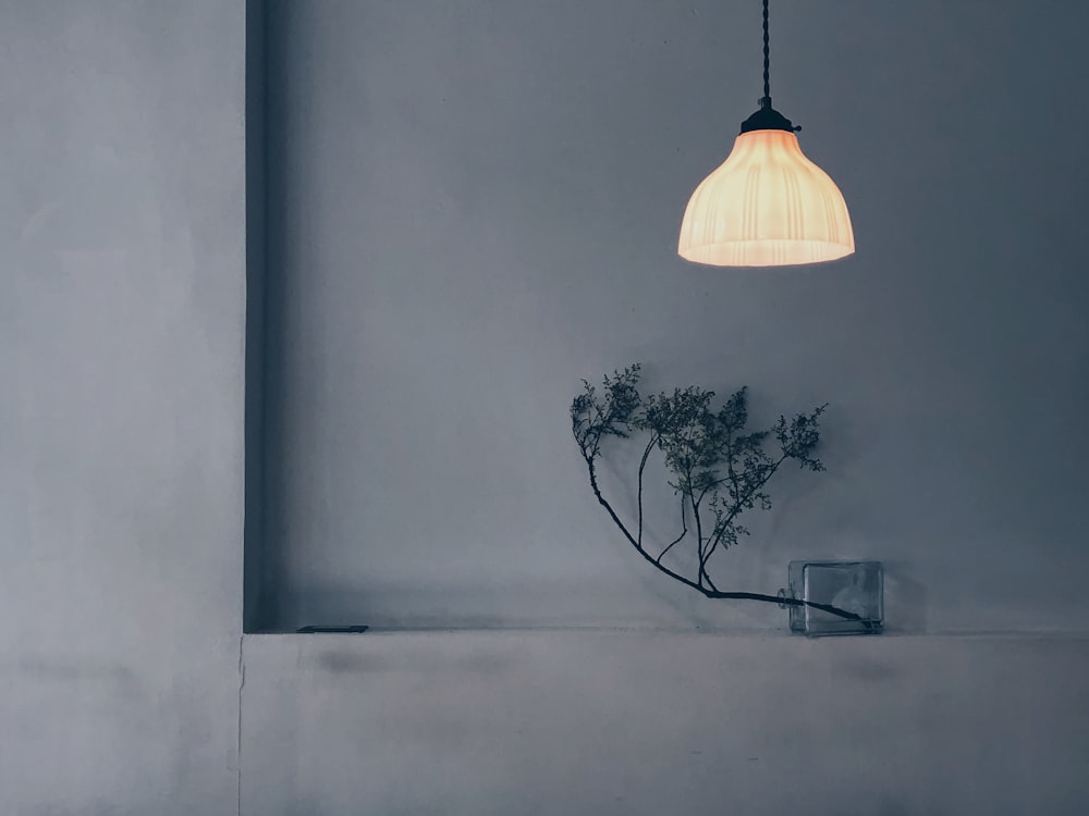 turned-on pendant lamp