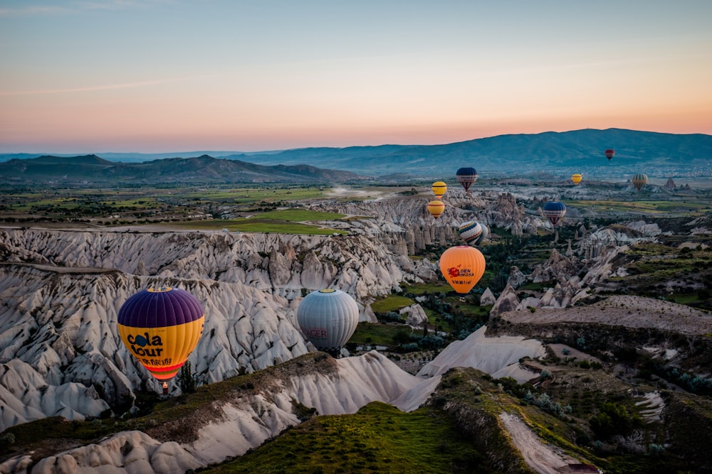 aerial photography of hot air balloons