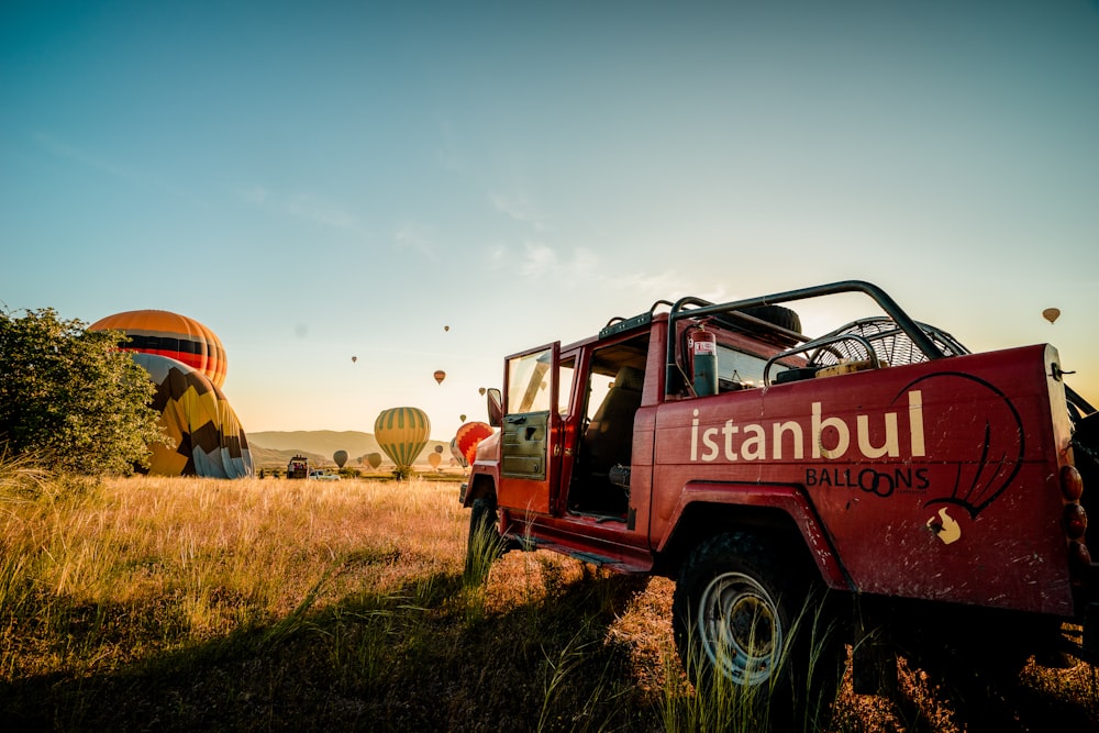 red trailer truck