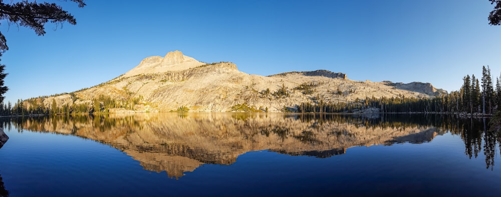 landscape photo of a lake and a mountain