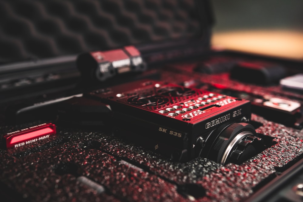 a close up of an electronic device on a table