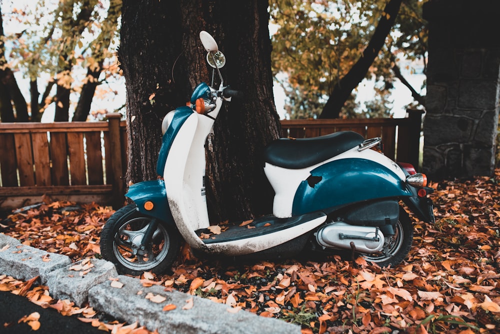 scooter bianco e blu