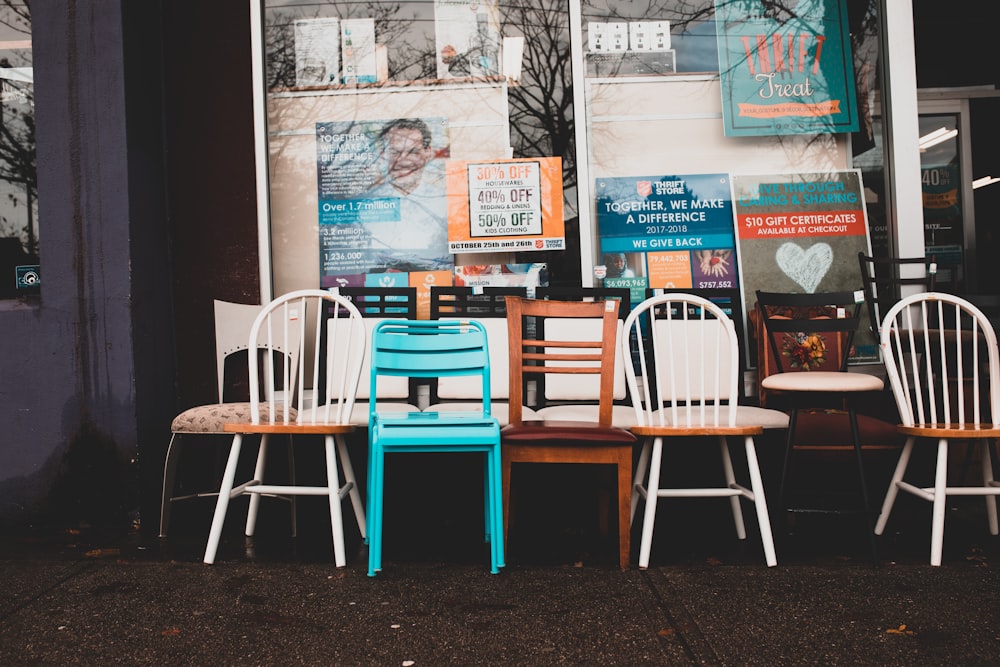 white and brown wooden chair