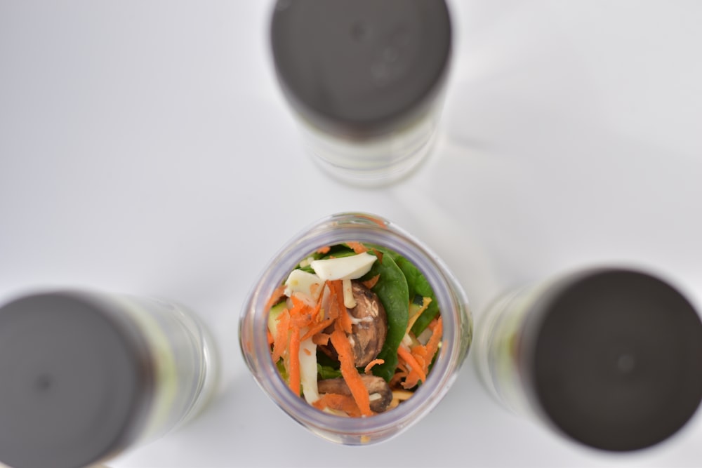 glass mason jar with vegetables
