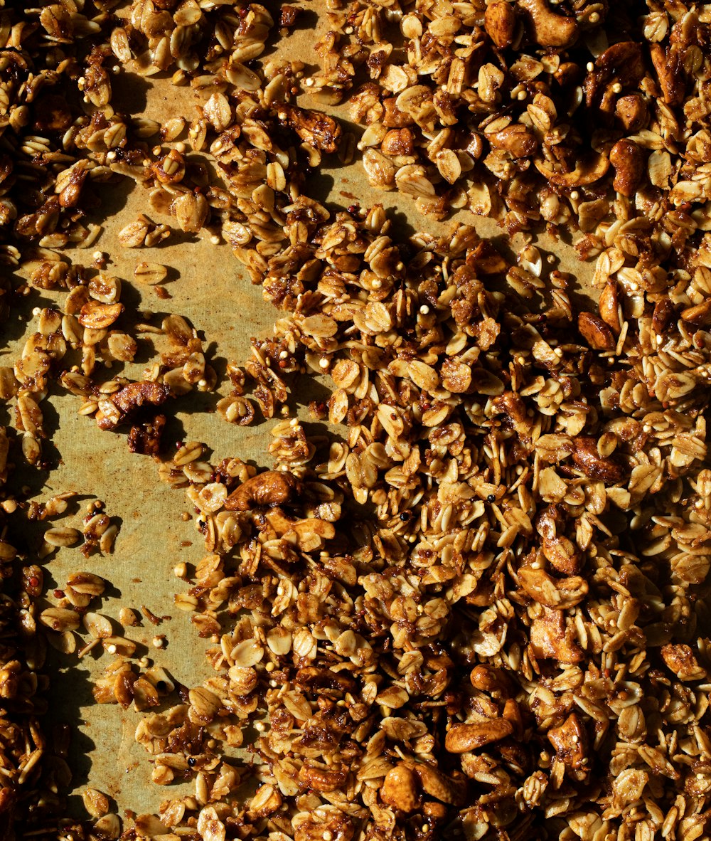 brown leaves on gray soil