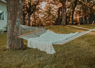 white textile on hammock