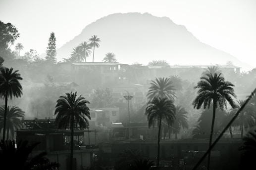 view of foggy mountain
