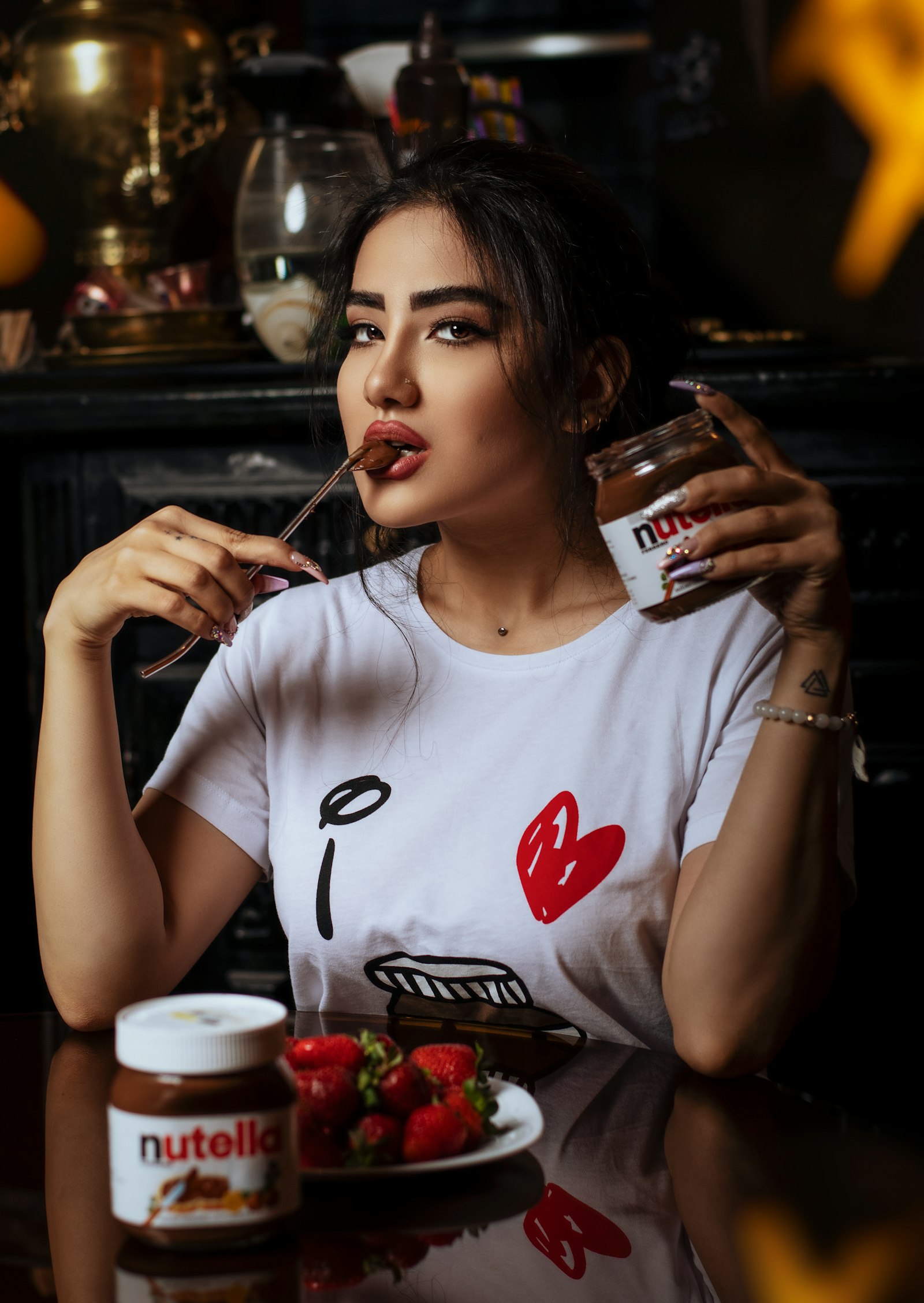 Nikon D7500 + Nikon AF-S Nikkor 50mm F1.8G sample photo. Woman eating strawberry coated photography