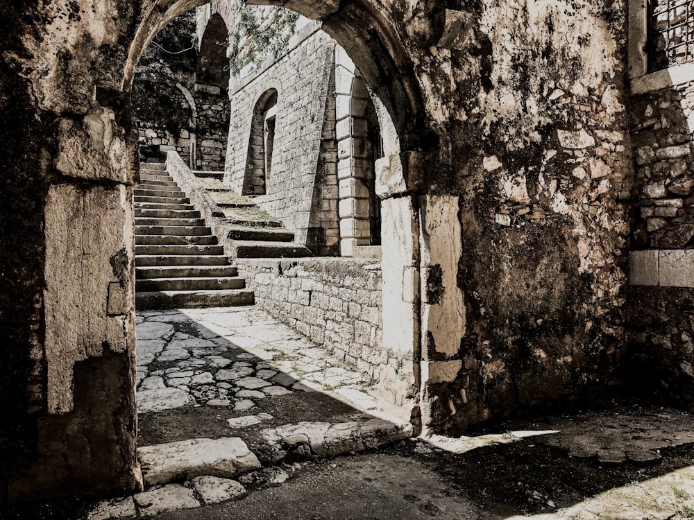 view of white concrete stairs