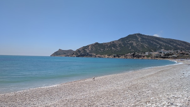 A tranquil beach along the Mediterranean coast.