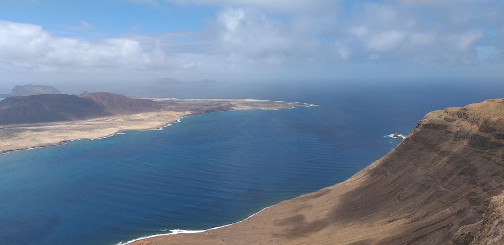 aerial photo of sand near body of water