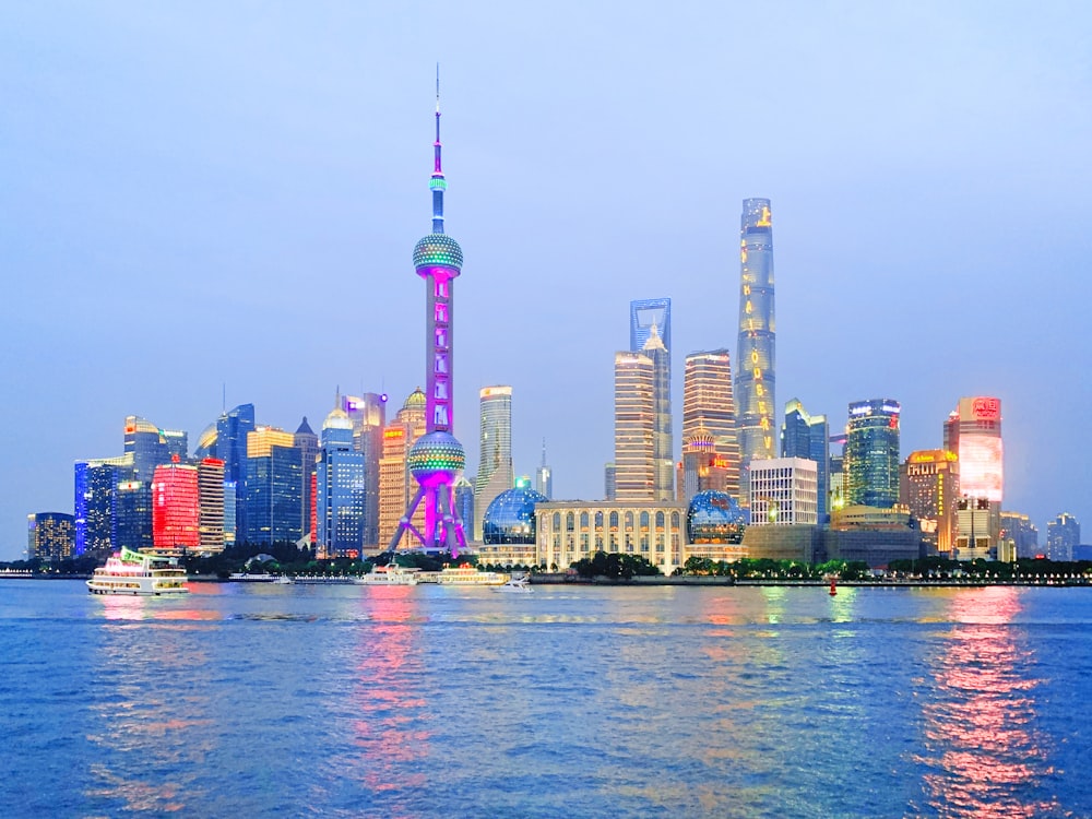 shanghai building during night time