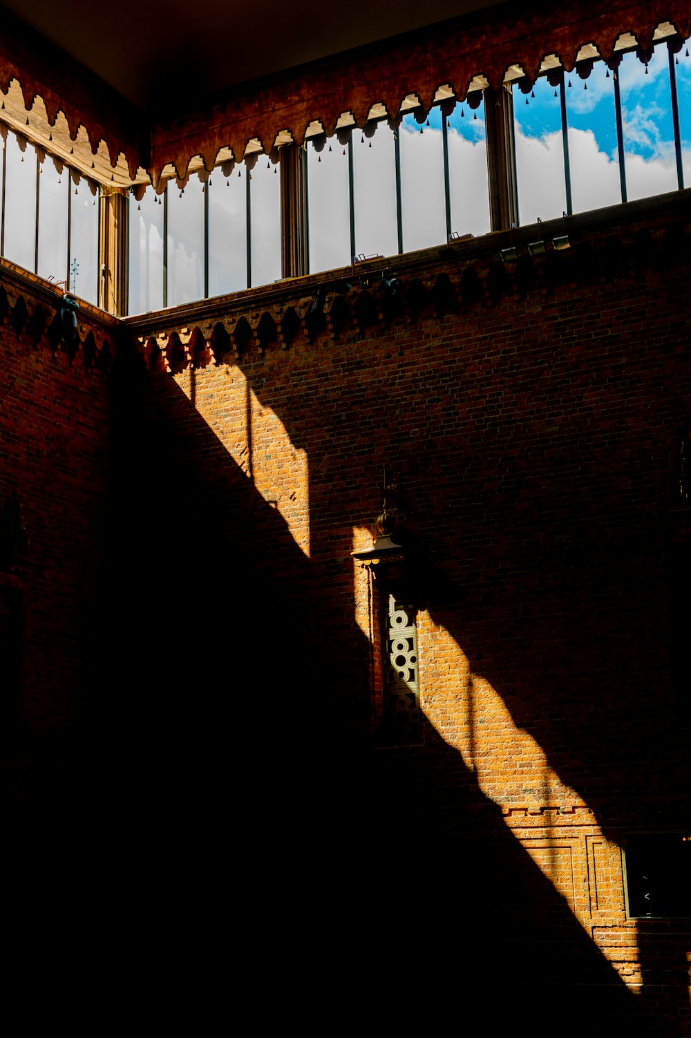 a view of a clock tower through a window