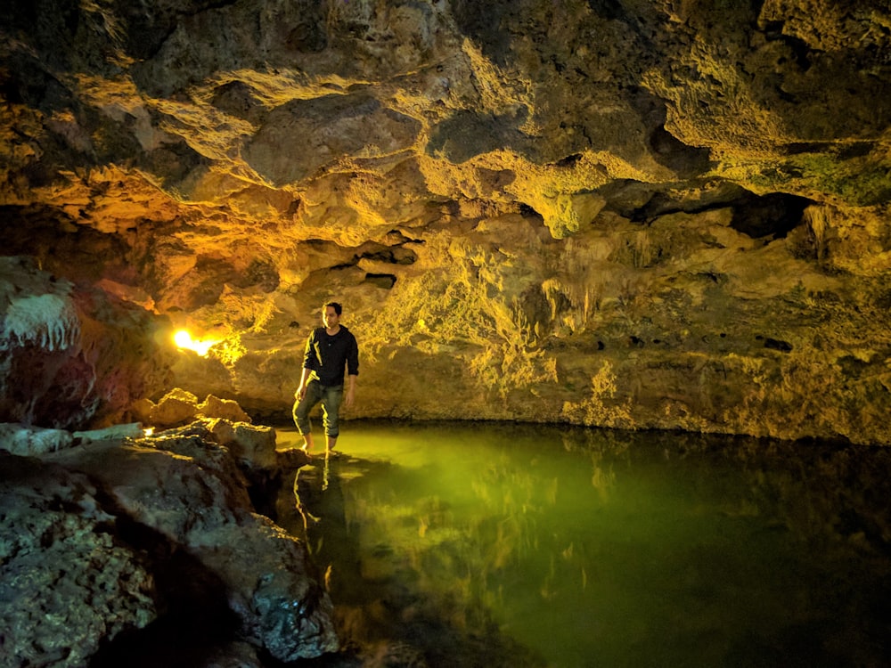 man inside cave
