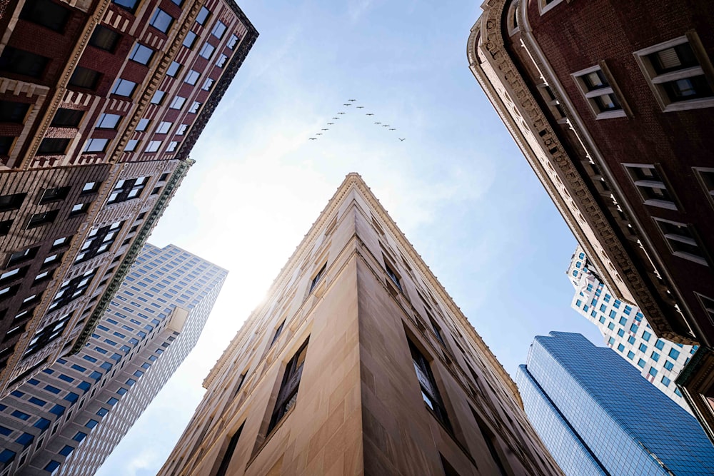 a group of tall buildings in a city