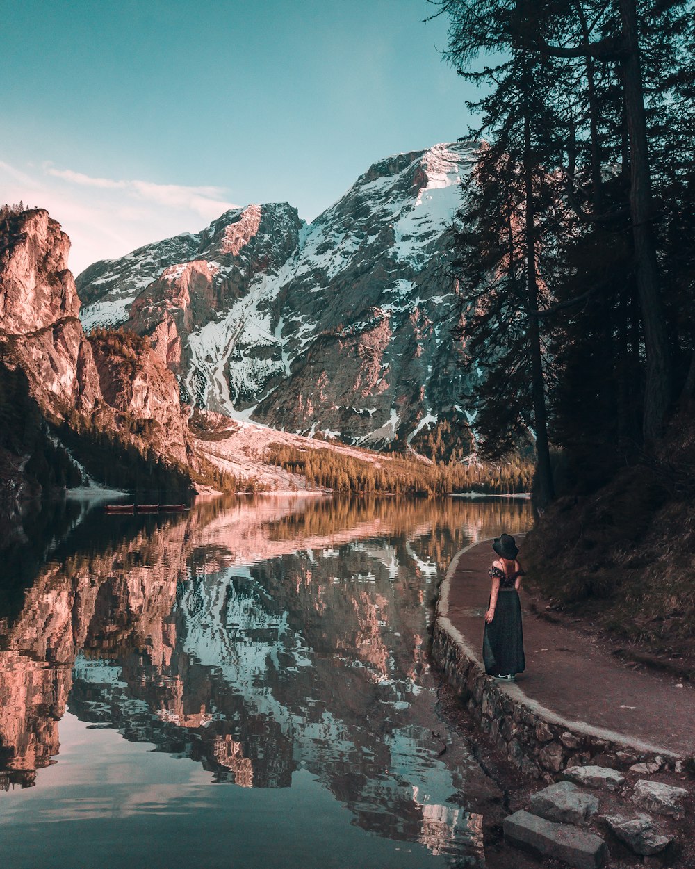 landscape photo of black and white mountains