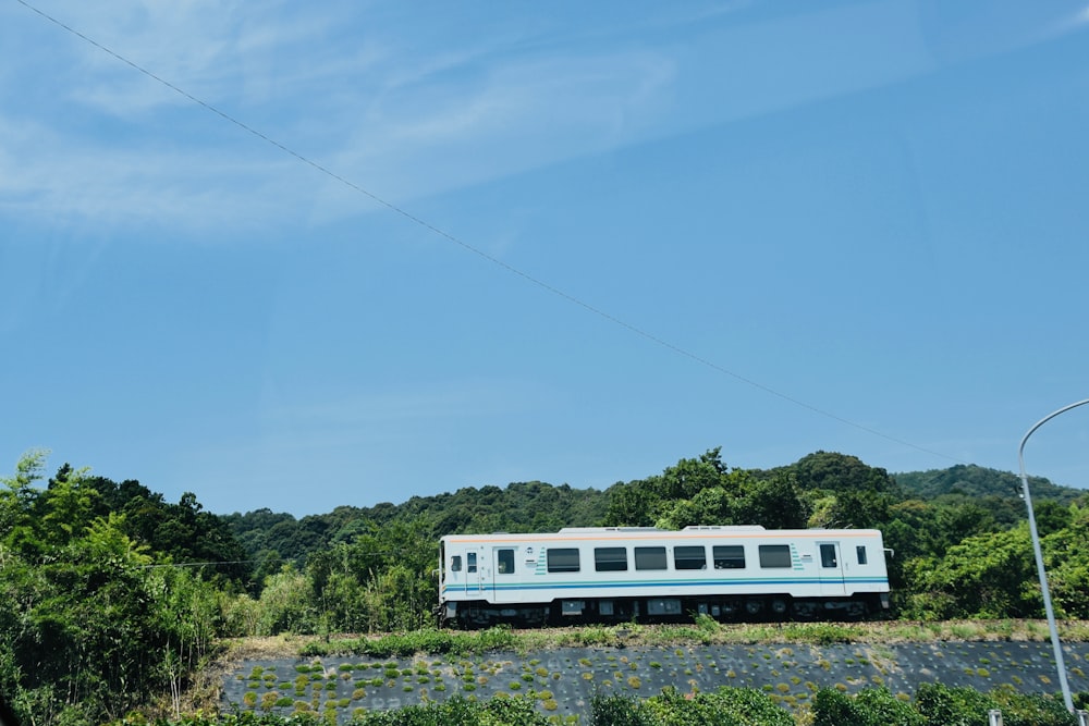 view of white train during daytime