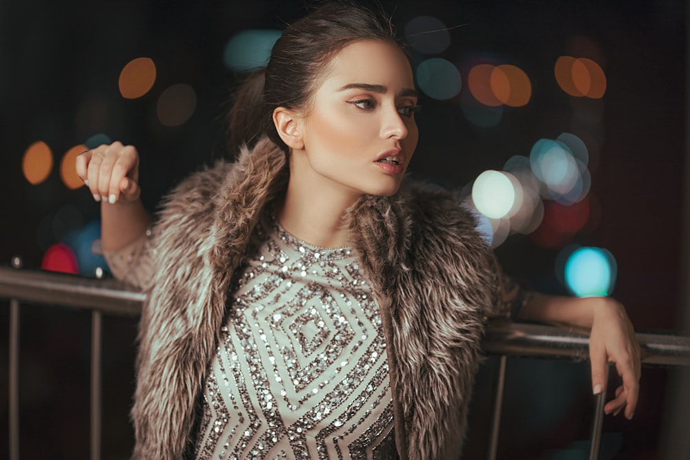 woman wearing fur coat