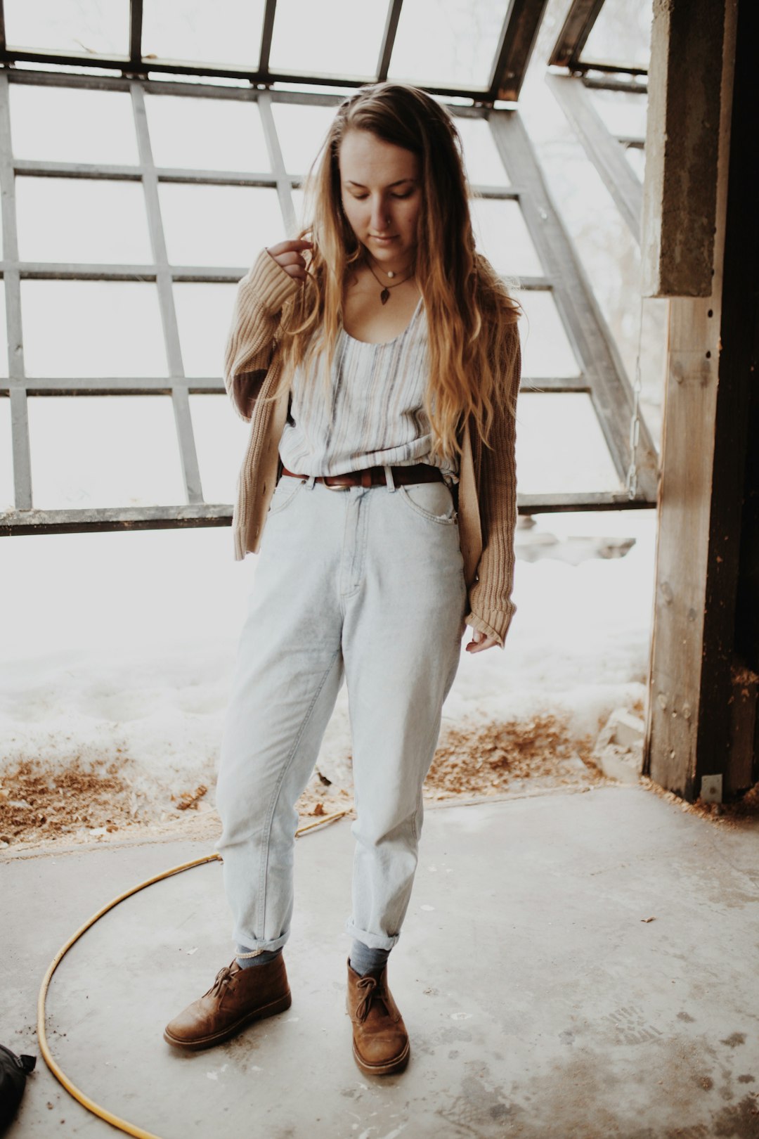 woman standing near gate