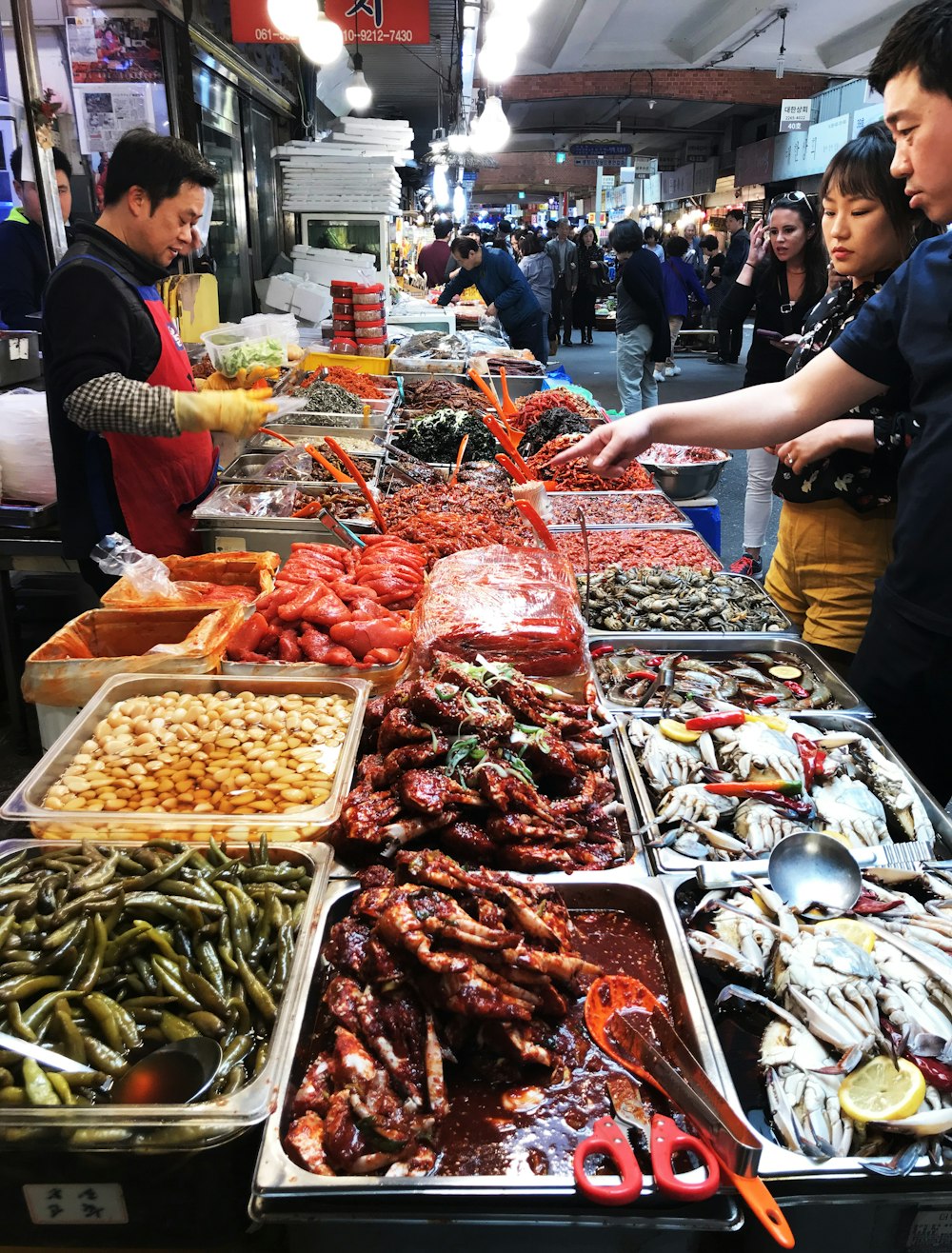 man pointing on food