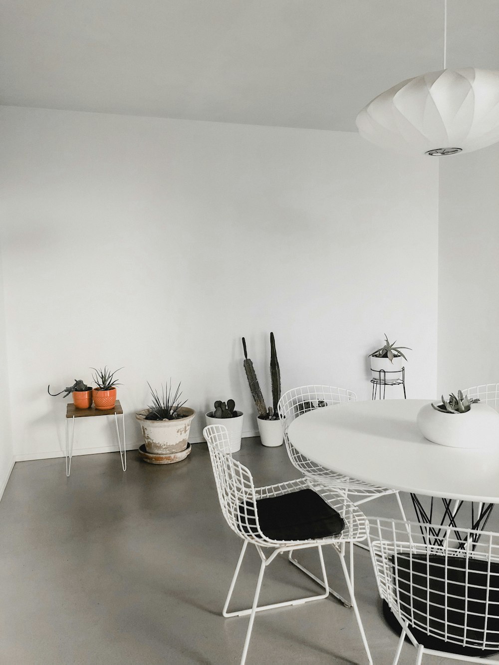 white table and chairs