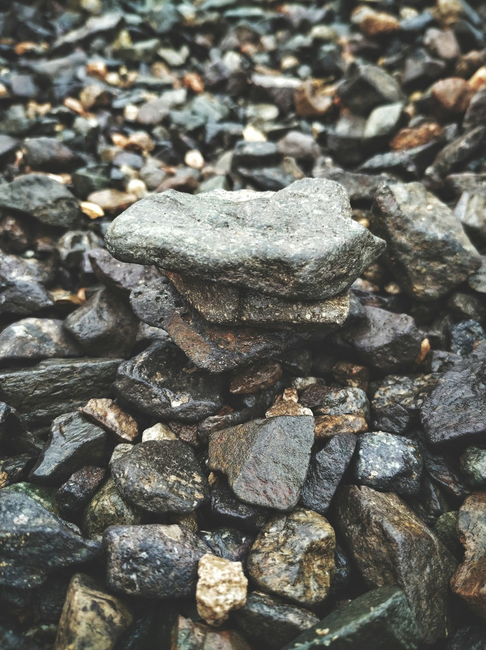 selective focus photography of stack stones during daytime