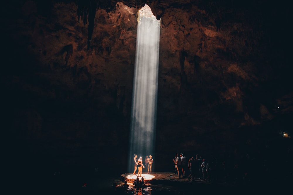 people inside cave