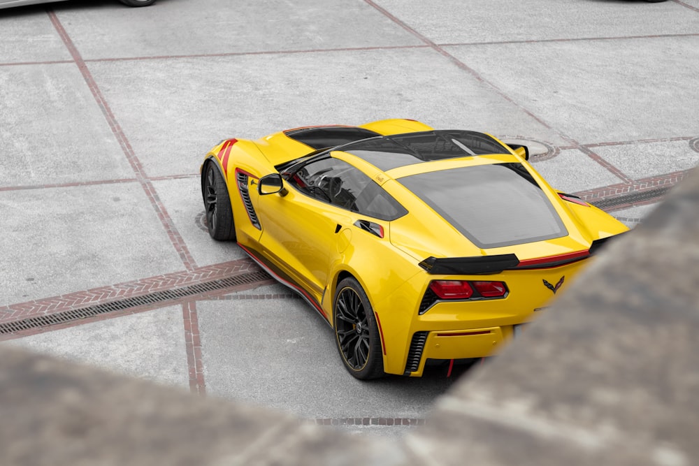 yellow Chevrolet Corvette coupe