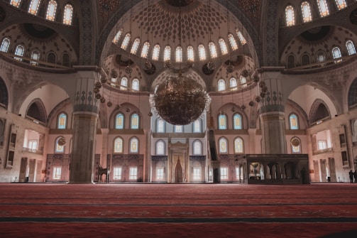 Interior of a newly completed mosque with beautiful architecture.