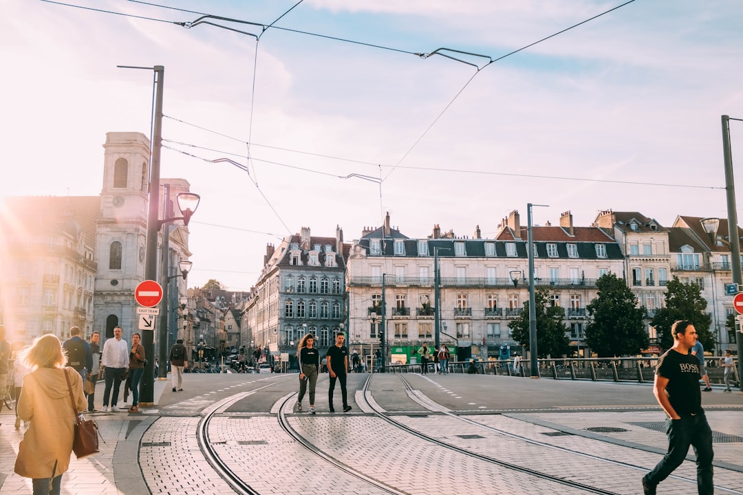 people walking on paved road