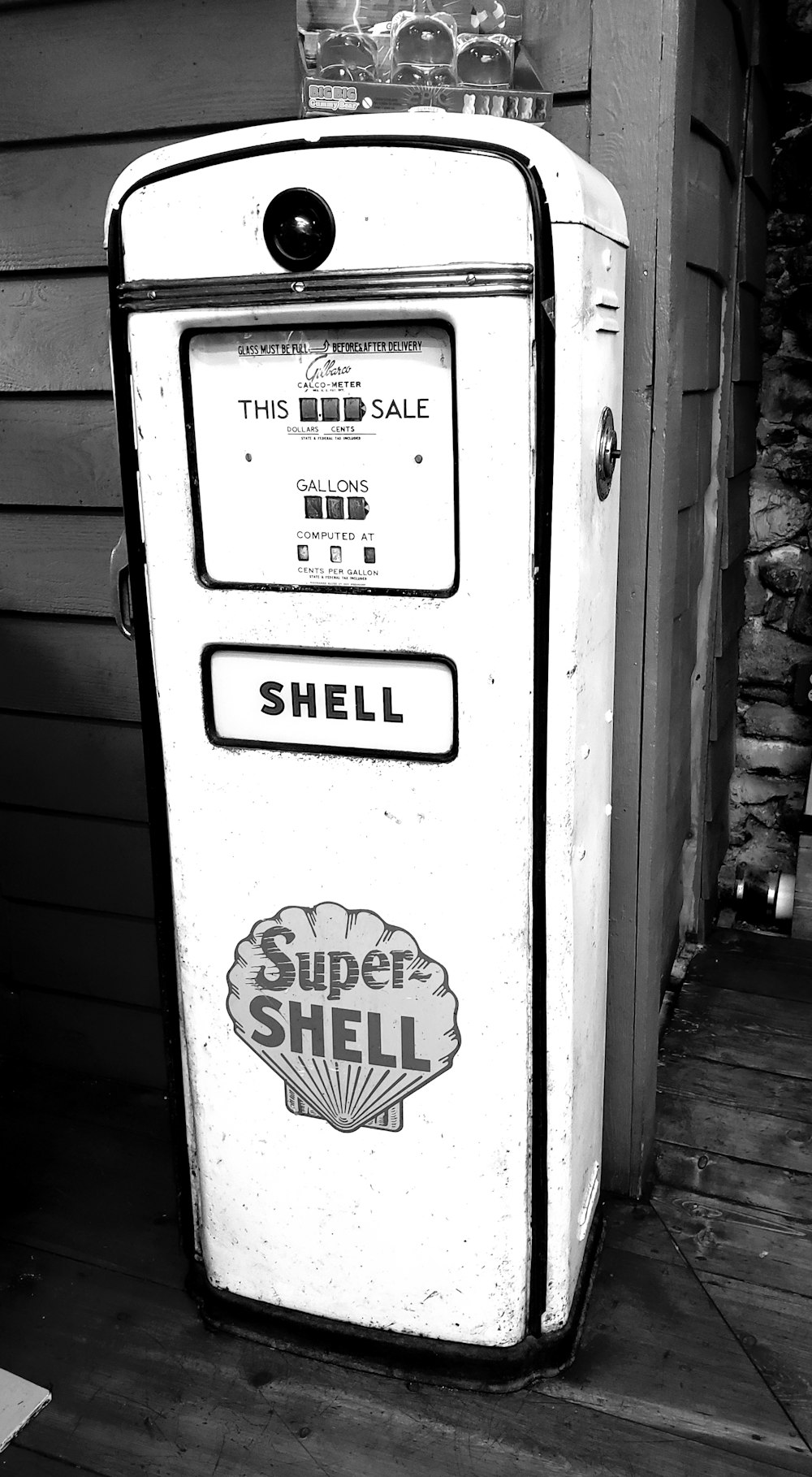 white Shell gas pump