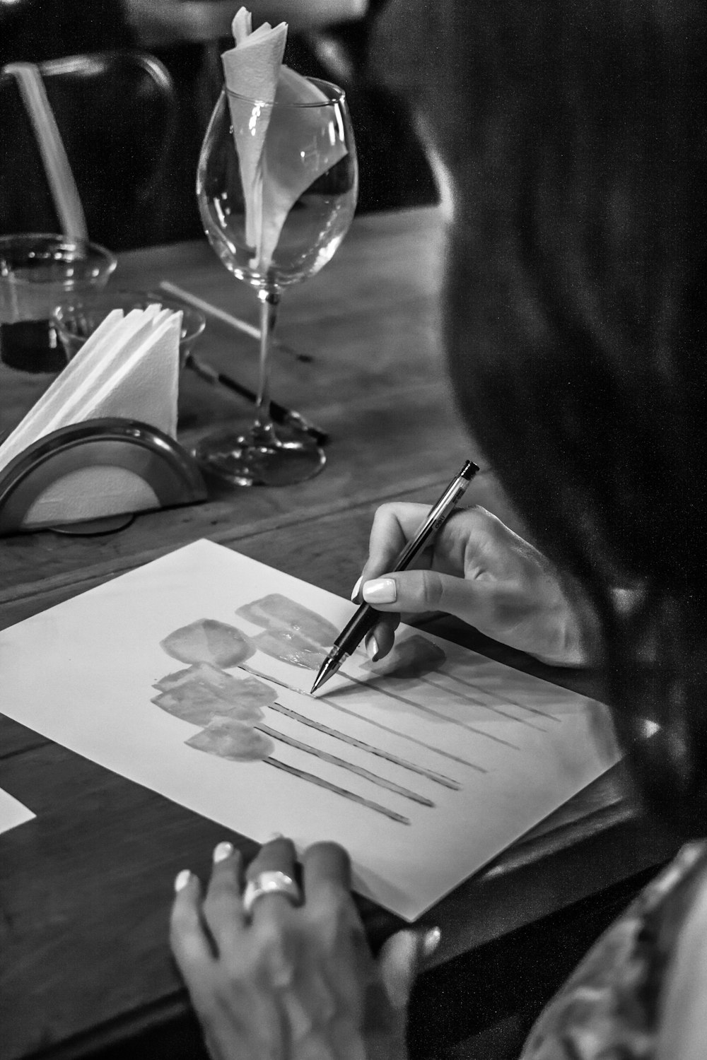 person sitting in front of table