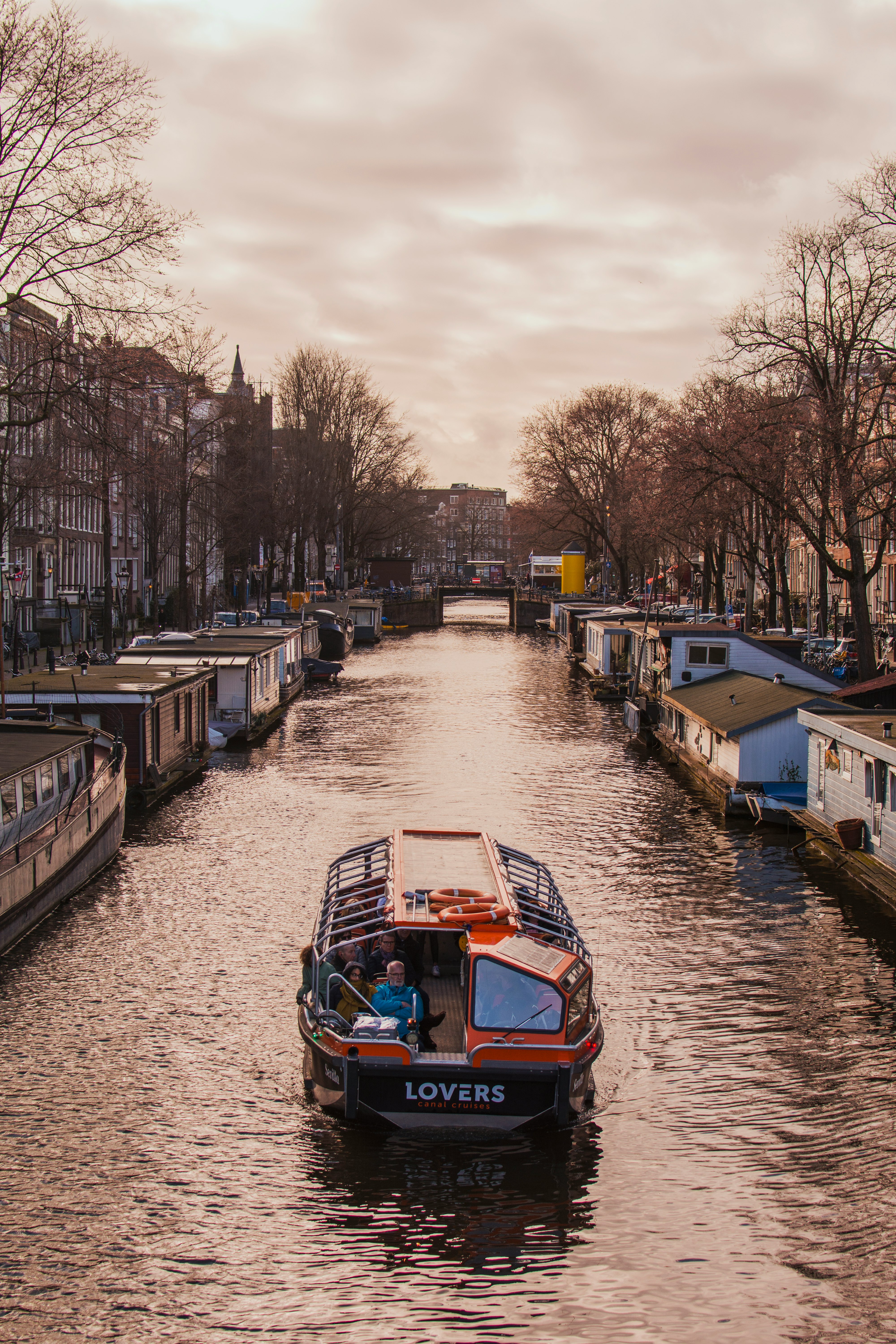 boat on canal during golden hour