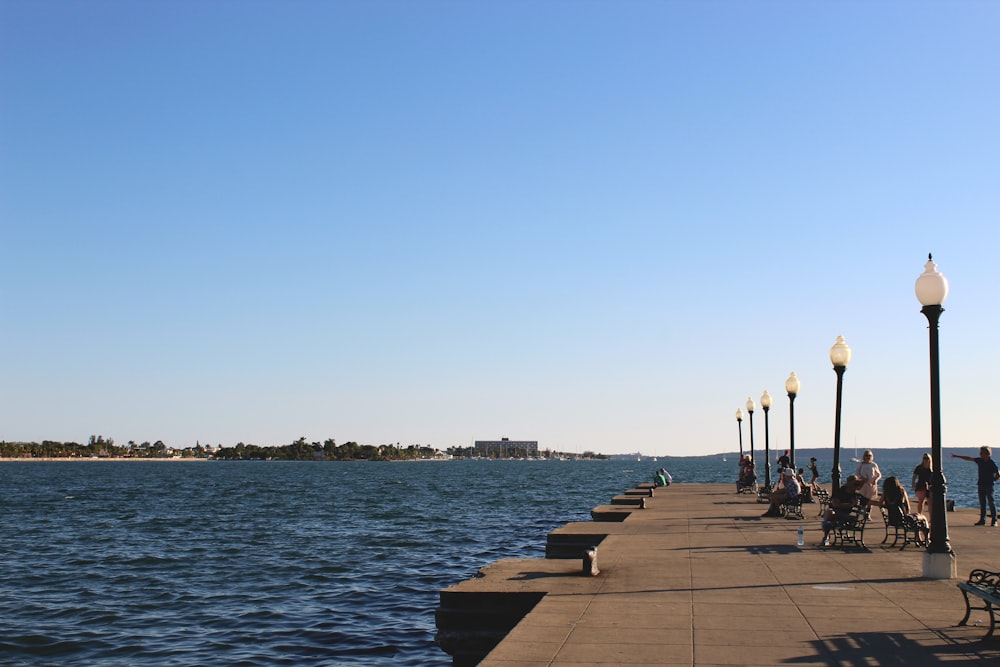 concrete dock under blue sky