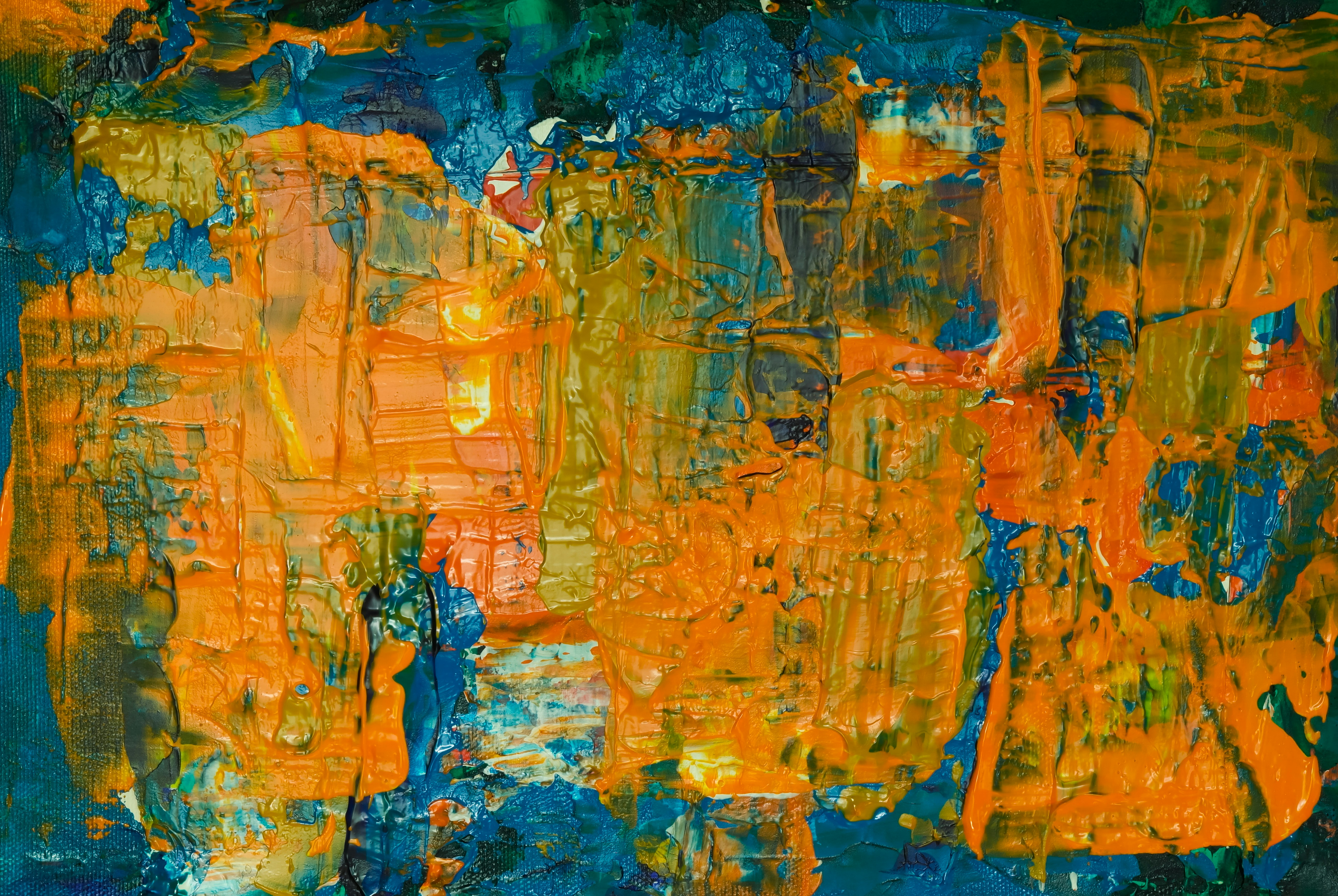 抽象画 青とオレンジのアクリル画 抽象画 青とオレンジのアクリル画 抽象アクリル画 青とオレンジ