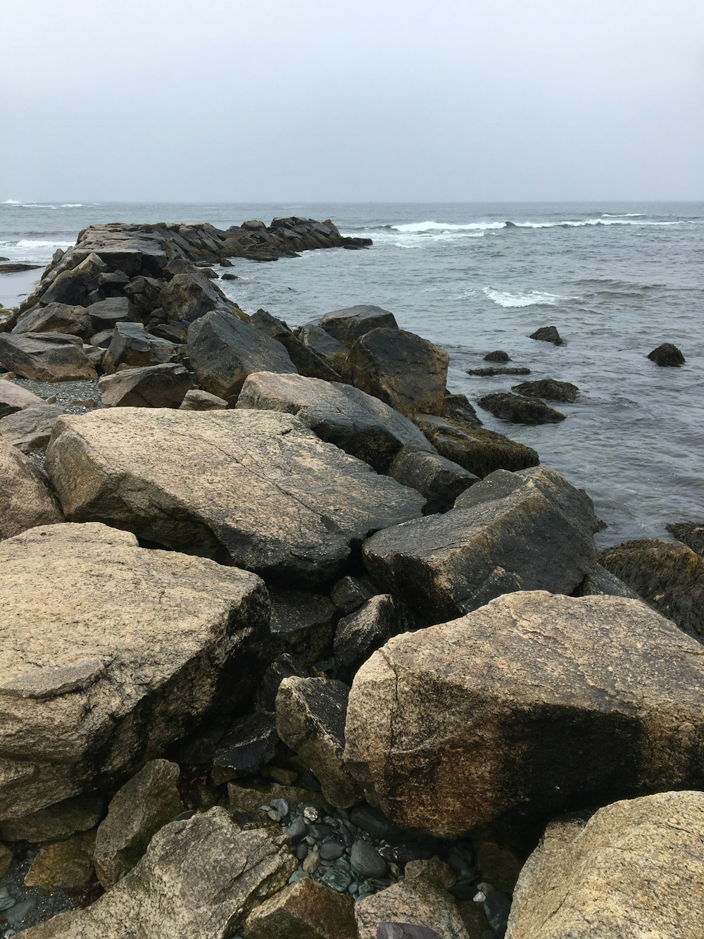 boulder on body of water