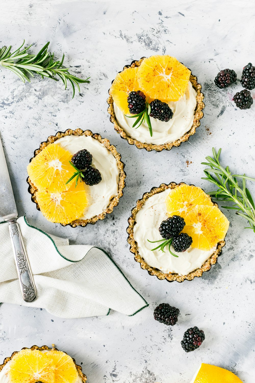 blueberries on bowls