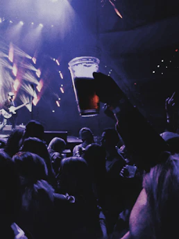 Image of a lively concert crowd enjoying drinks served at an outdoor event.