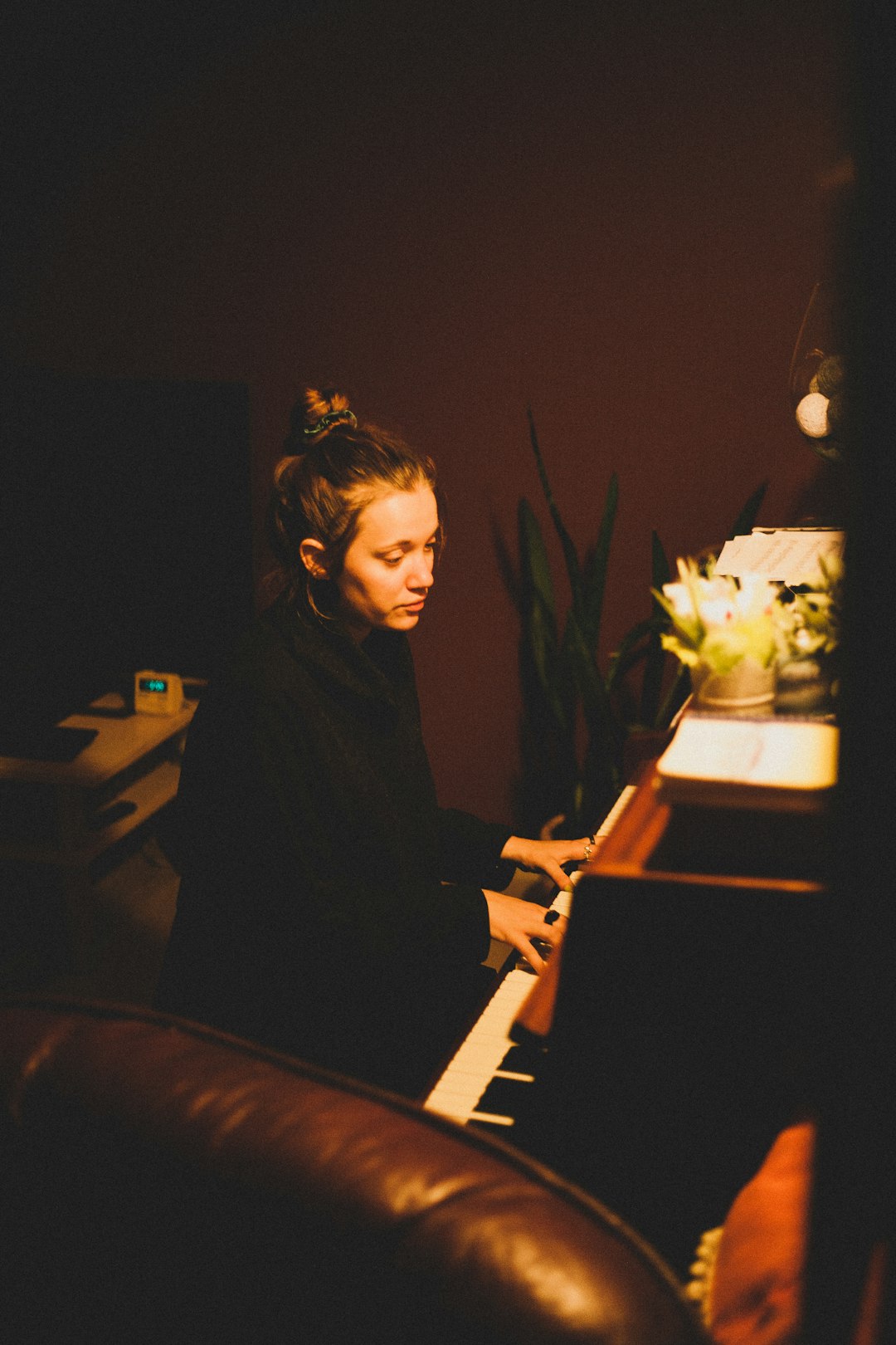 woman playing piano