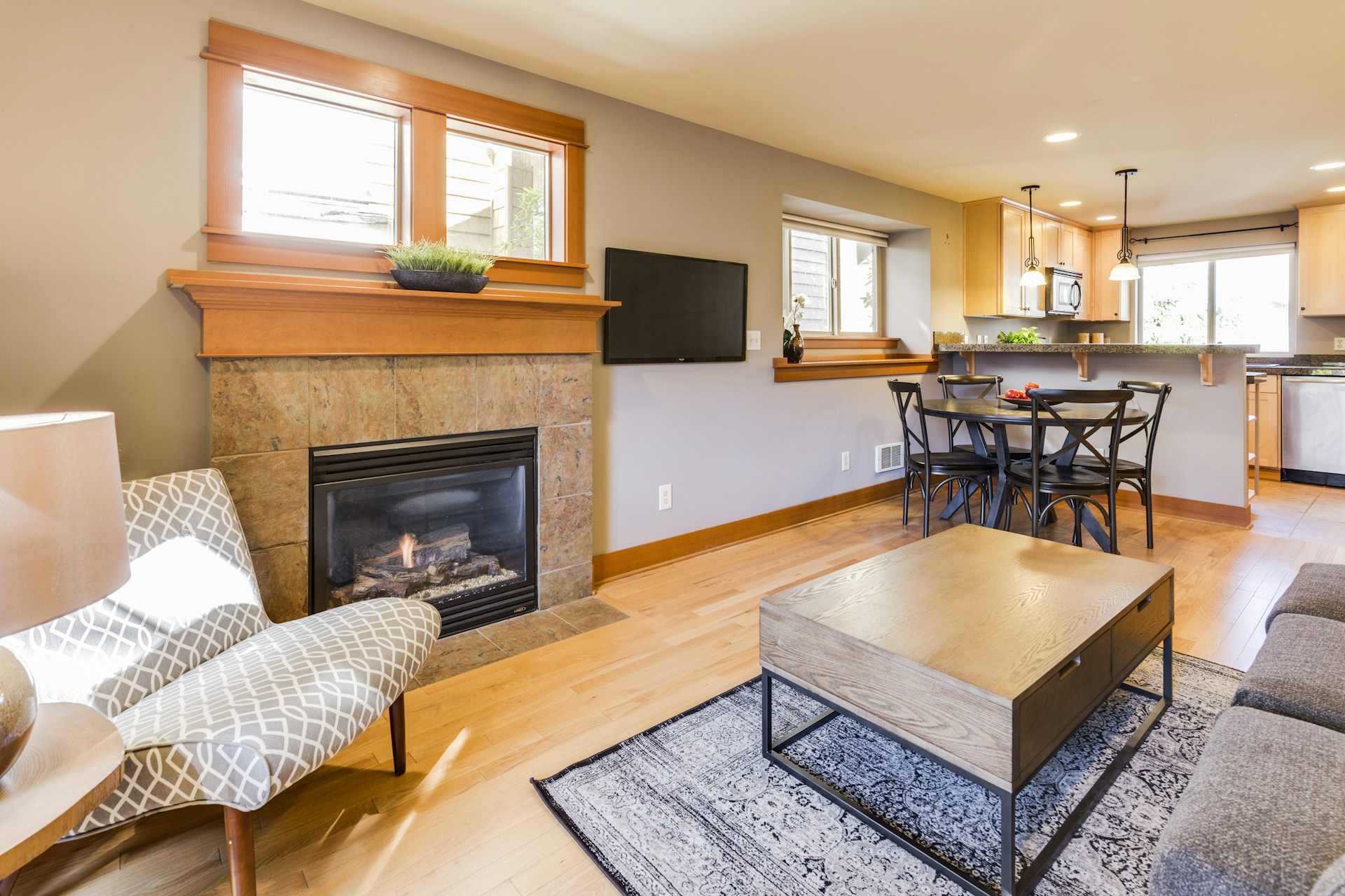 brown wooden themed living room