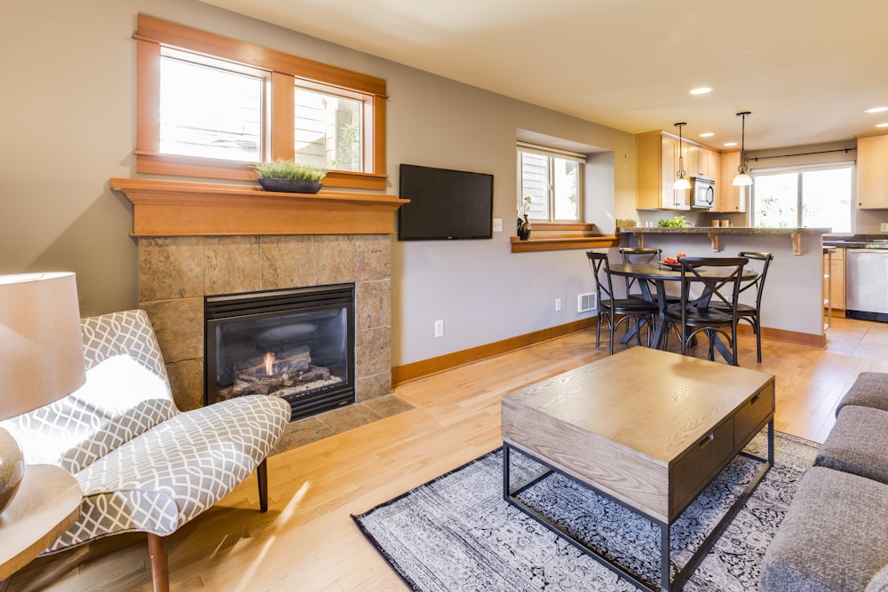 brown wooden themed living room