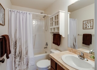 rectangular brown and white sink