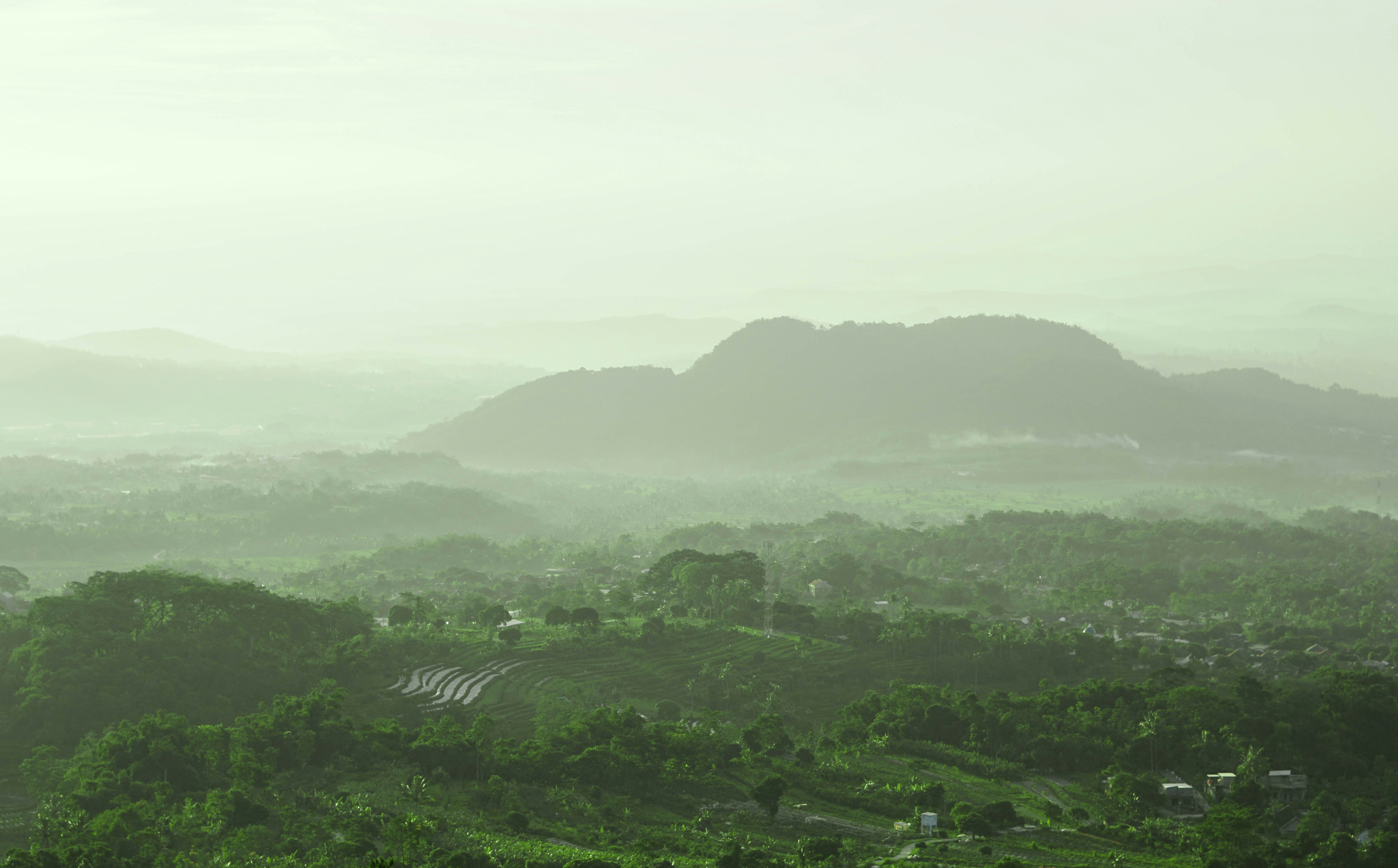 Mountain village aerial view