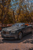gray convertible car besides people