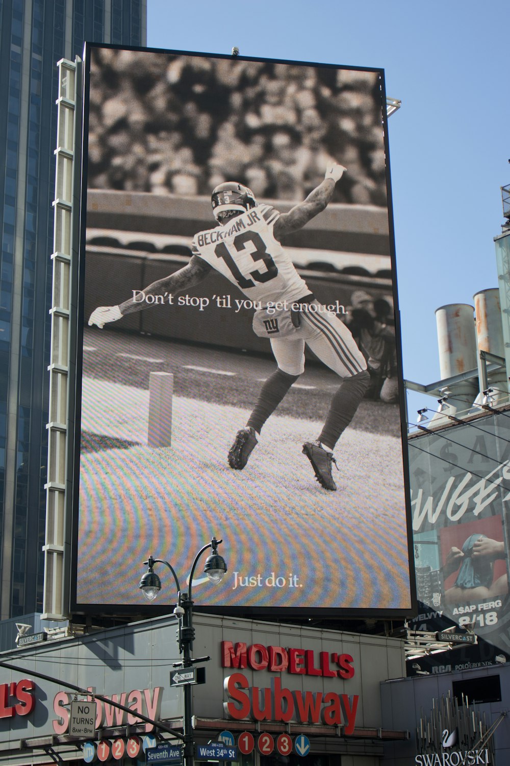 a large billboard on the side of a building