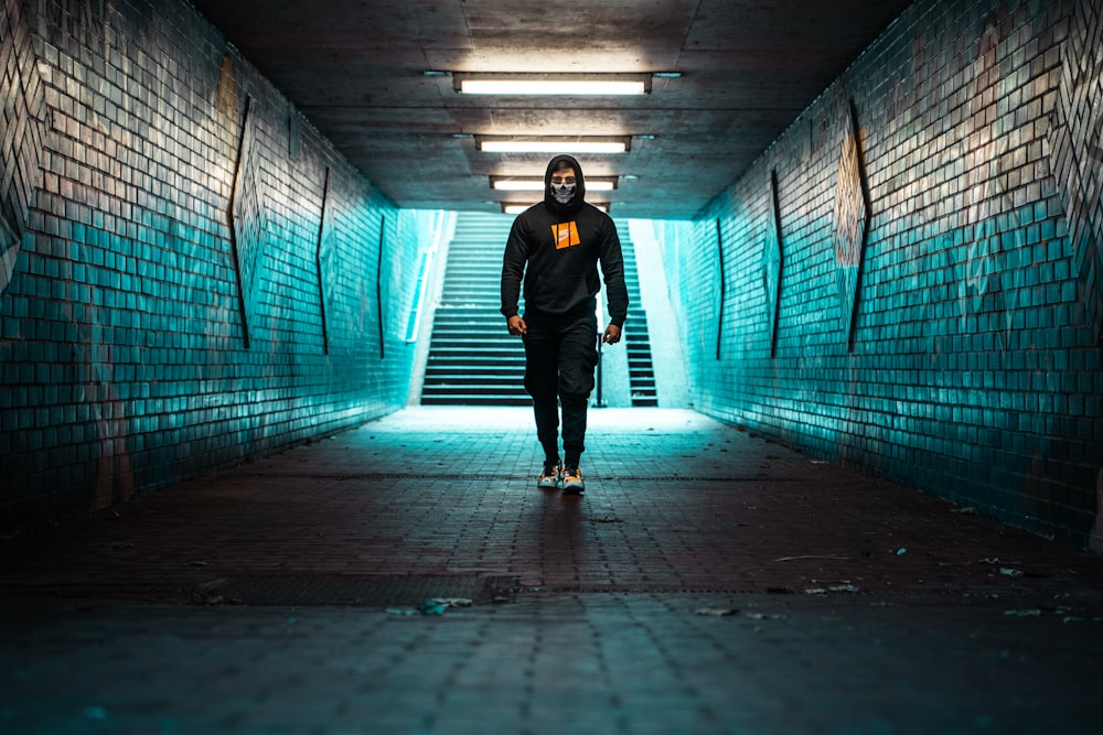 man walking on subway